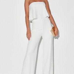 The Lulus What Lovers Do White Strapless Wide-Leg Jumpsuit NEVER WORN